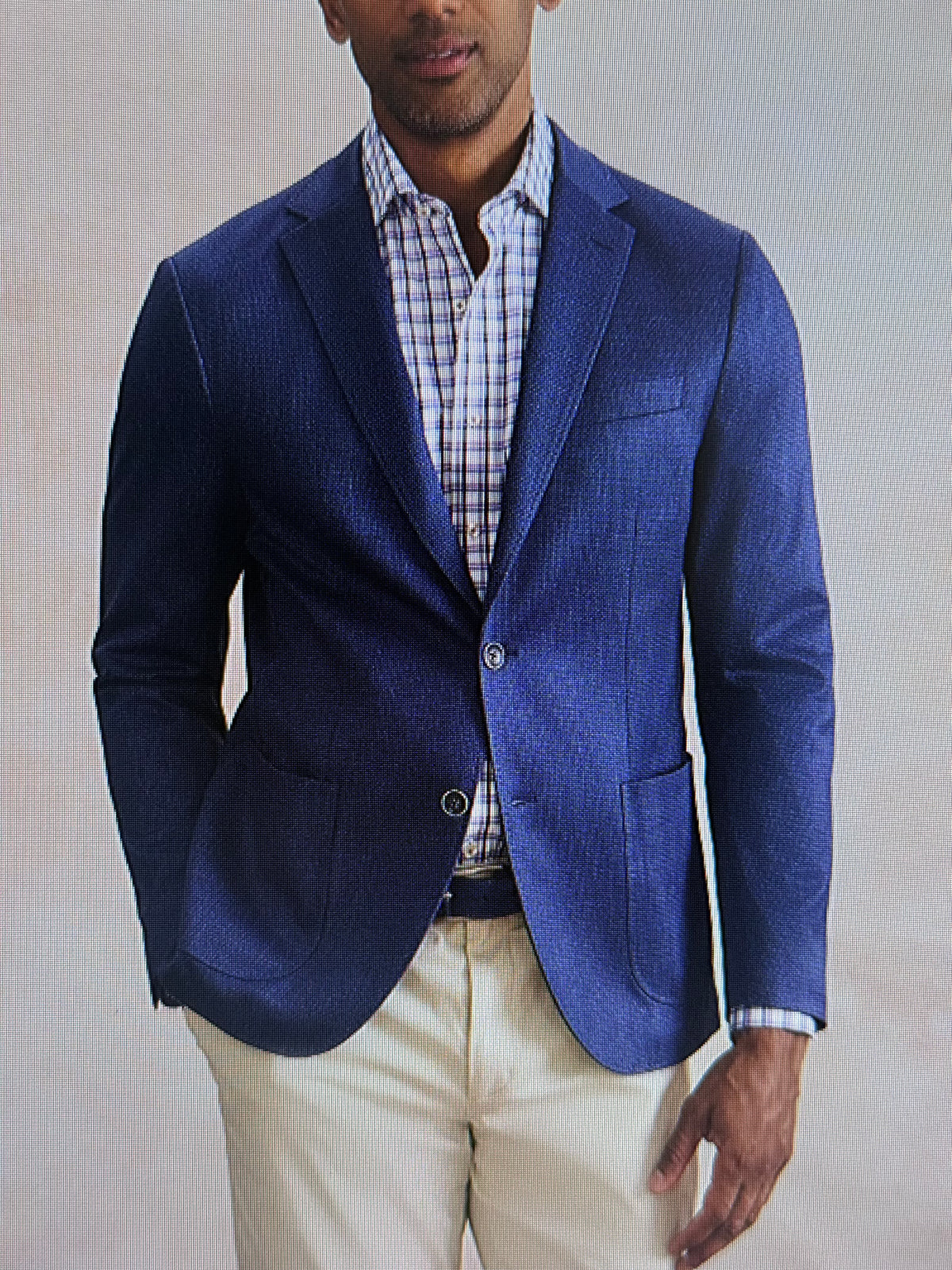 Printed Knit Stretch Sport Coat - Solid Lapis