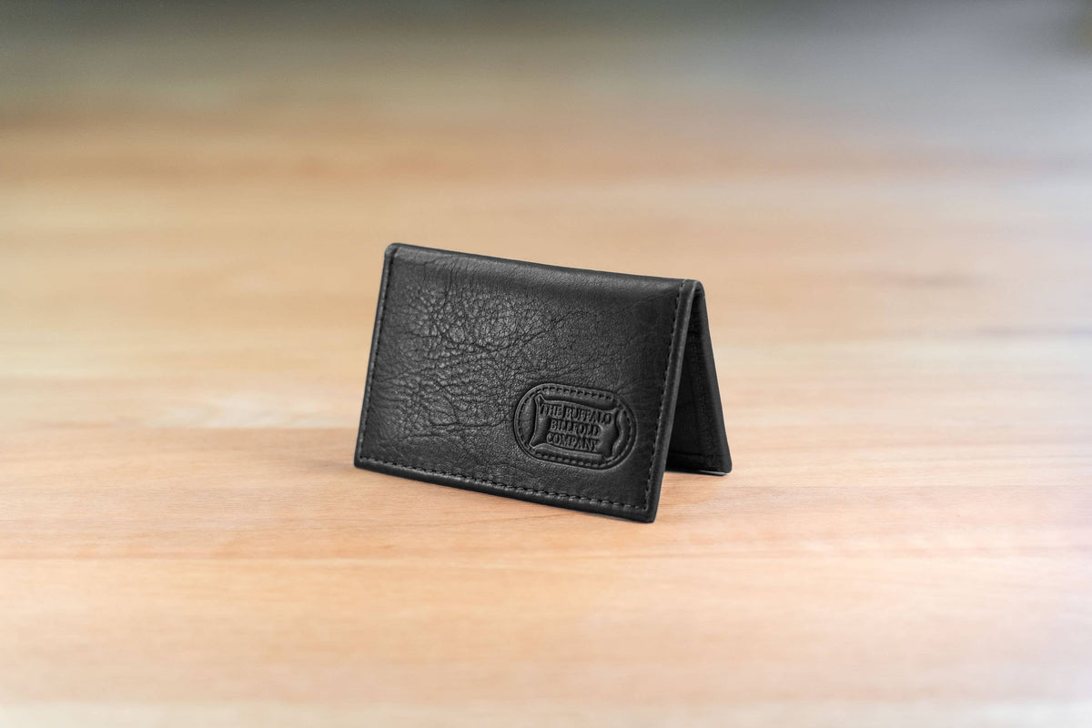 Bison Bifold Leather Card Holder - ID Window - Made in USA
