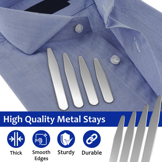 20 Metal Collar Stays for Men Dress Shirt in Case Box