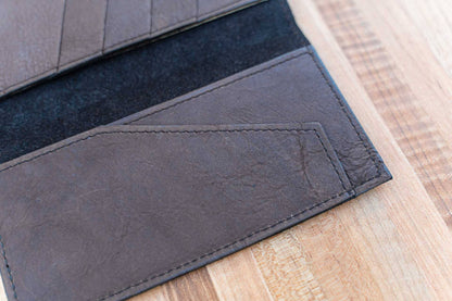 American Bison Leather Checkbook Wallet - Made in USA