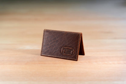 Bison Bifold Leather Card Holder - ID Window - Made in USA