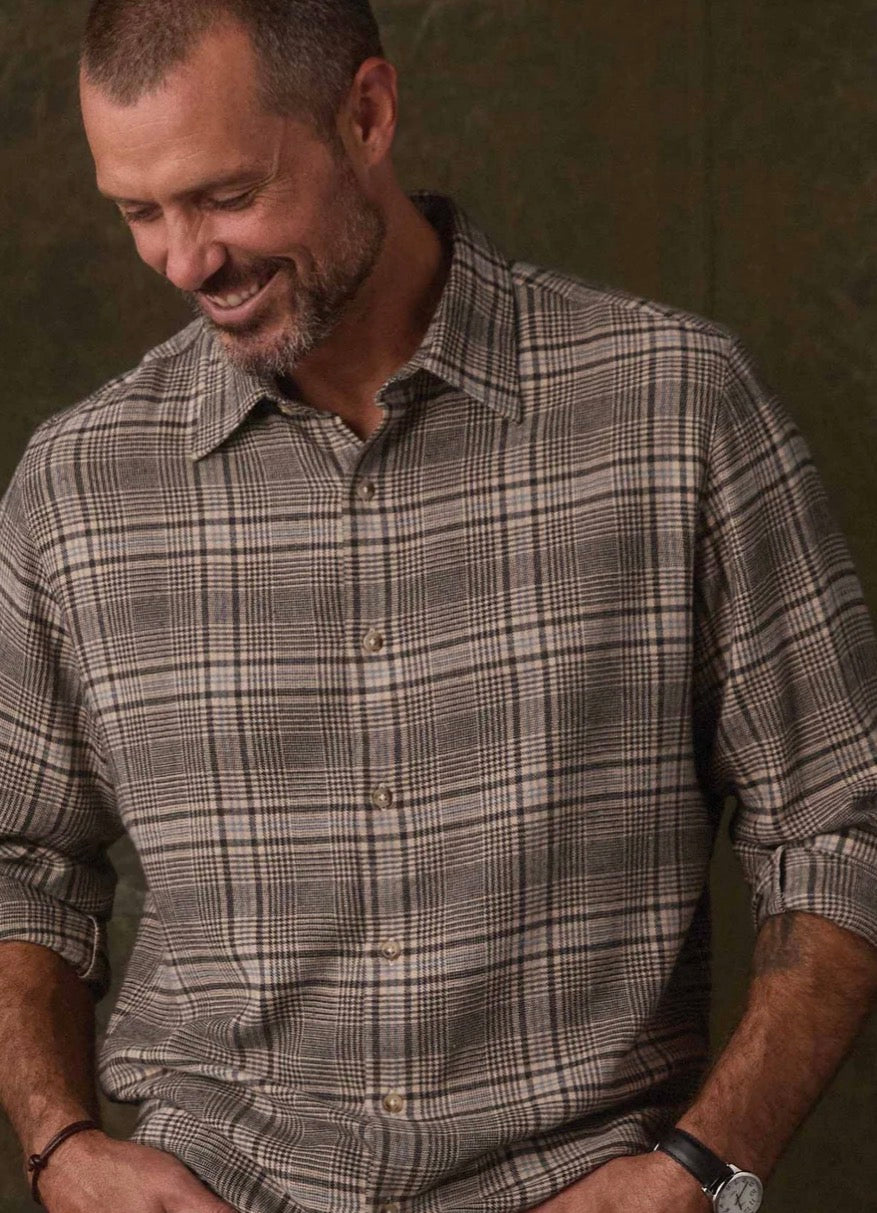 Owen Lightweight Button Up in Slate Blue Plaid