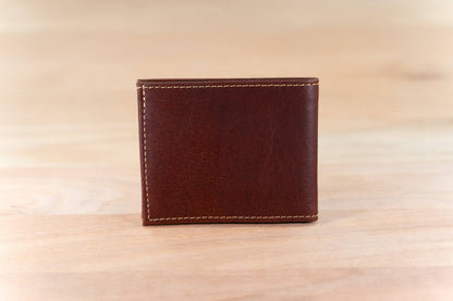 Mens Leather Bifold Wallet - ID Window - Made in USA