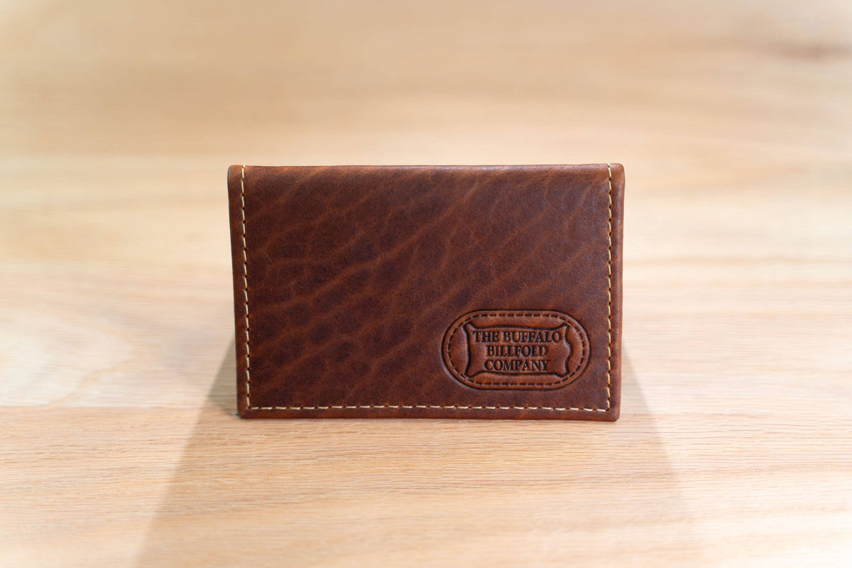 Bison Bifold Leather Card Holder - ID Window - Made in USA