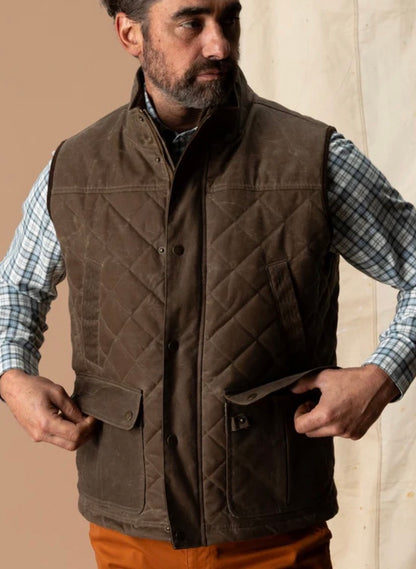 Waxed Duck Canvas Quilted Vest - Dark Oak