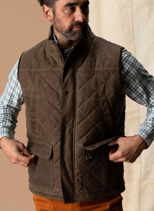 Waxed Duck Canvas Quilted Vest - Dark Oak