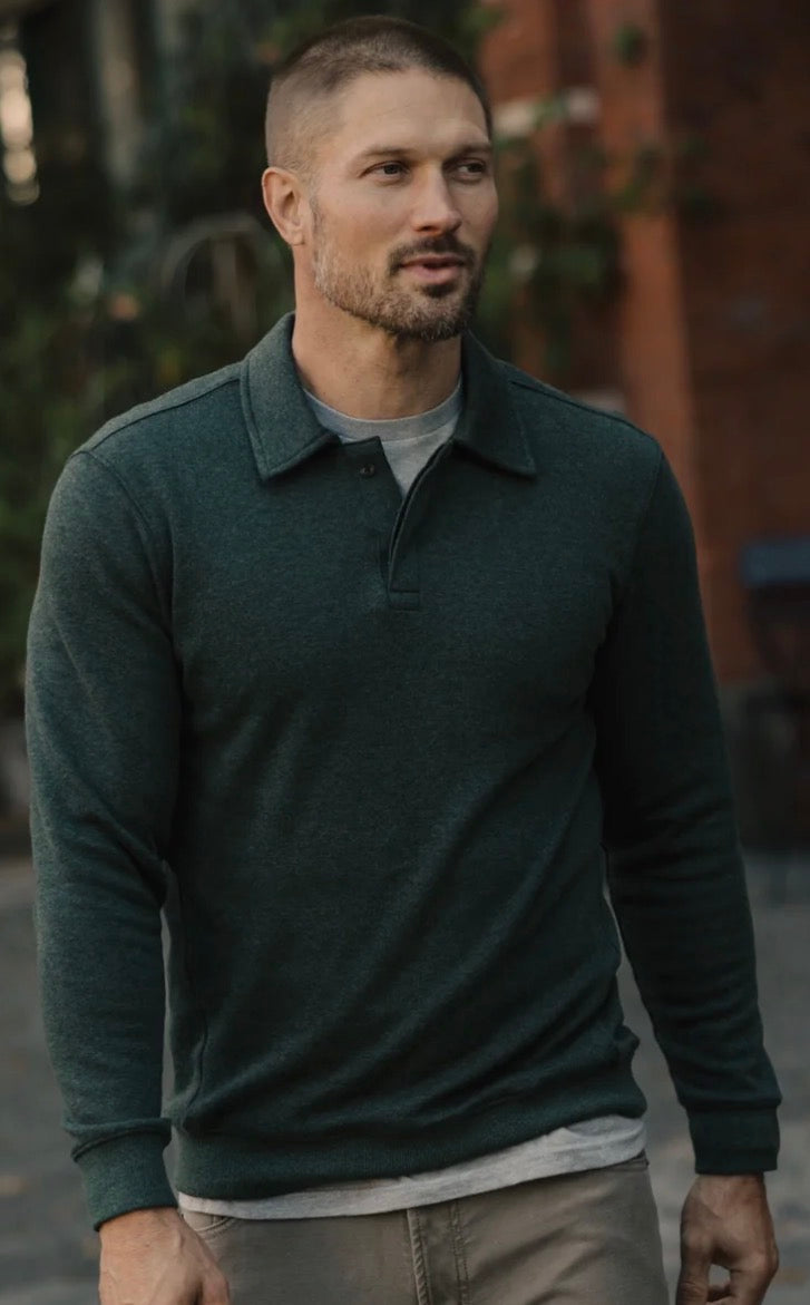 Fleece Puremeso Polo Popover in Varsity Green