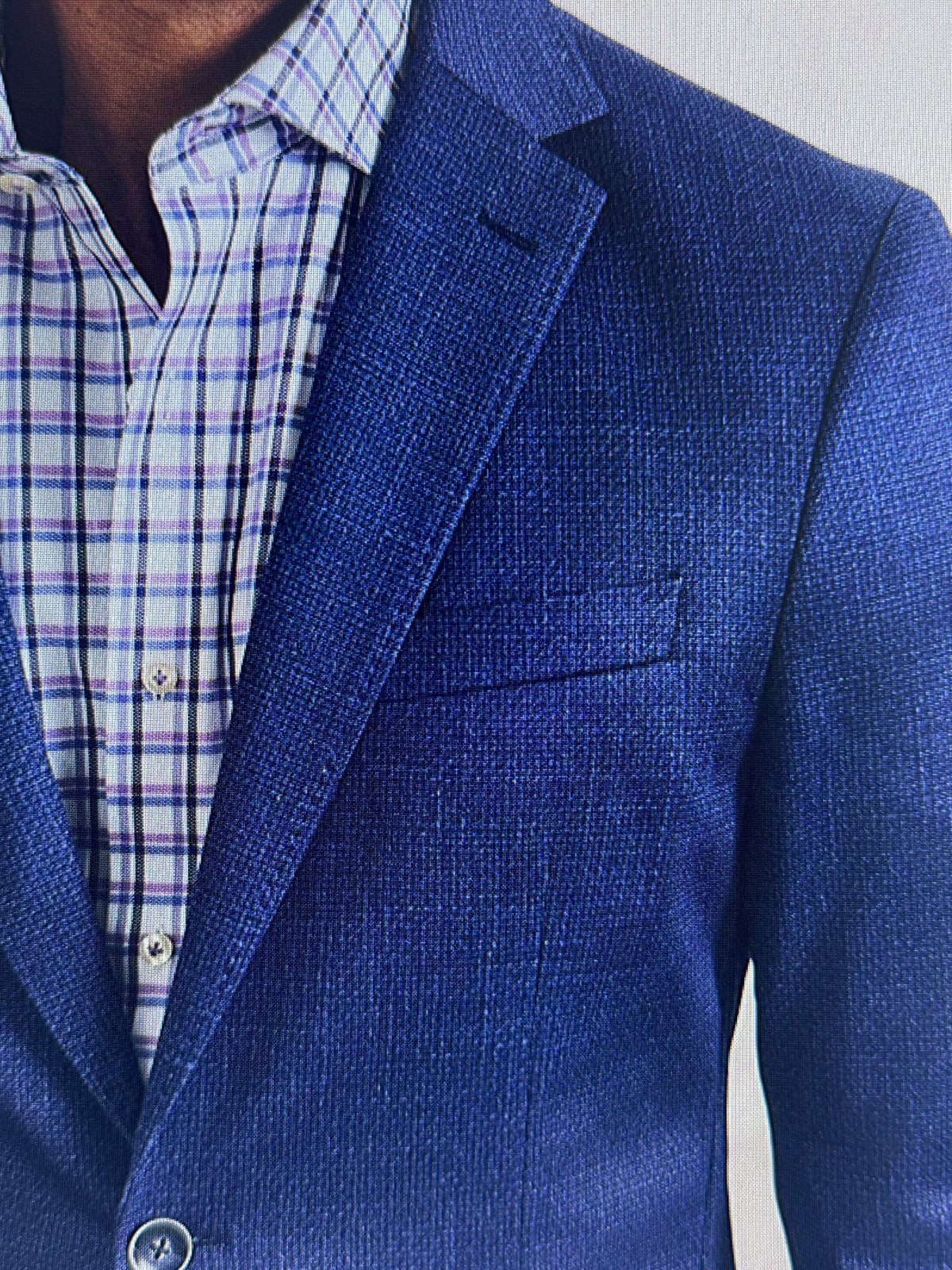Printed Knit Stretch Sport Coat - Solid Lapis