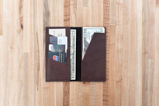American Bison Leather Checkbook Wallet - Made in USA