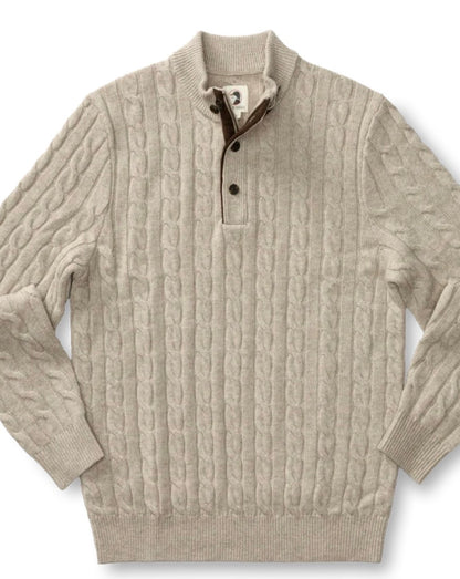 Walcott Merino Cashmere Cable Knit 1/4 Zip Sweater - Stone Heather