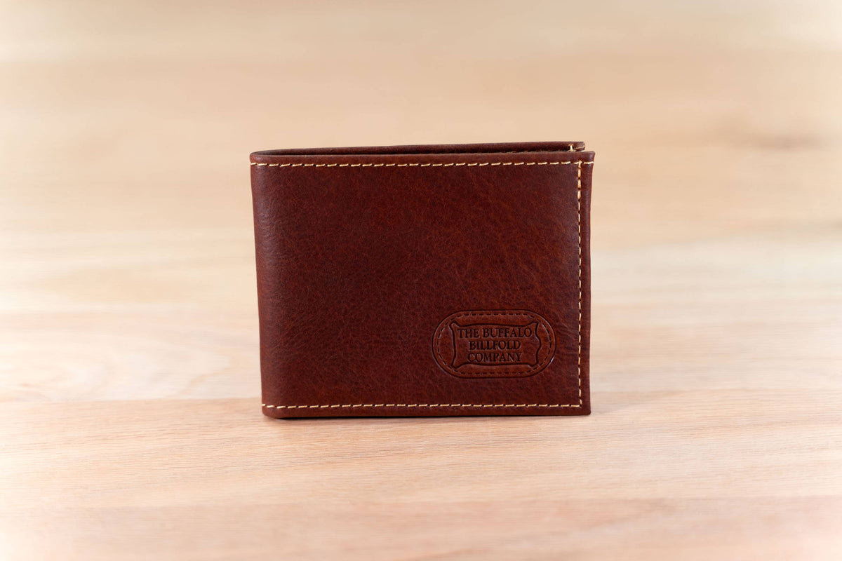 Mens Leather Bifold Wallet - ID Window - Made in USA