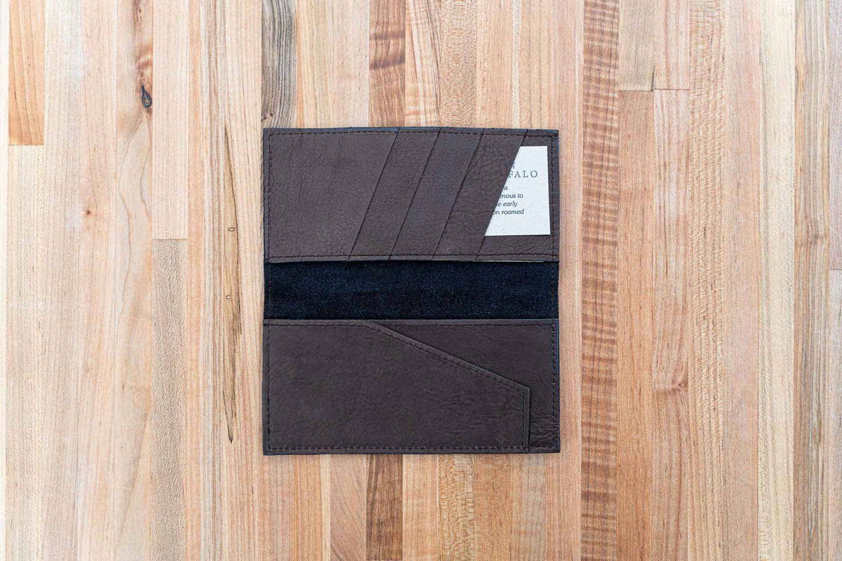 American Bison Leather Checkbook Wallet - Made in USA