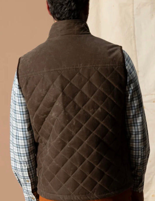 Waxed Duck Canvas Quilted Vest - Dark Oak