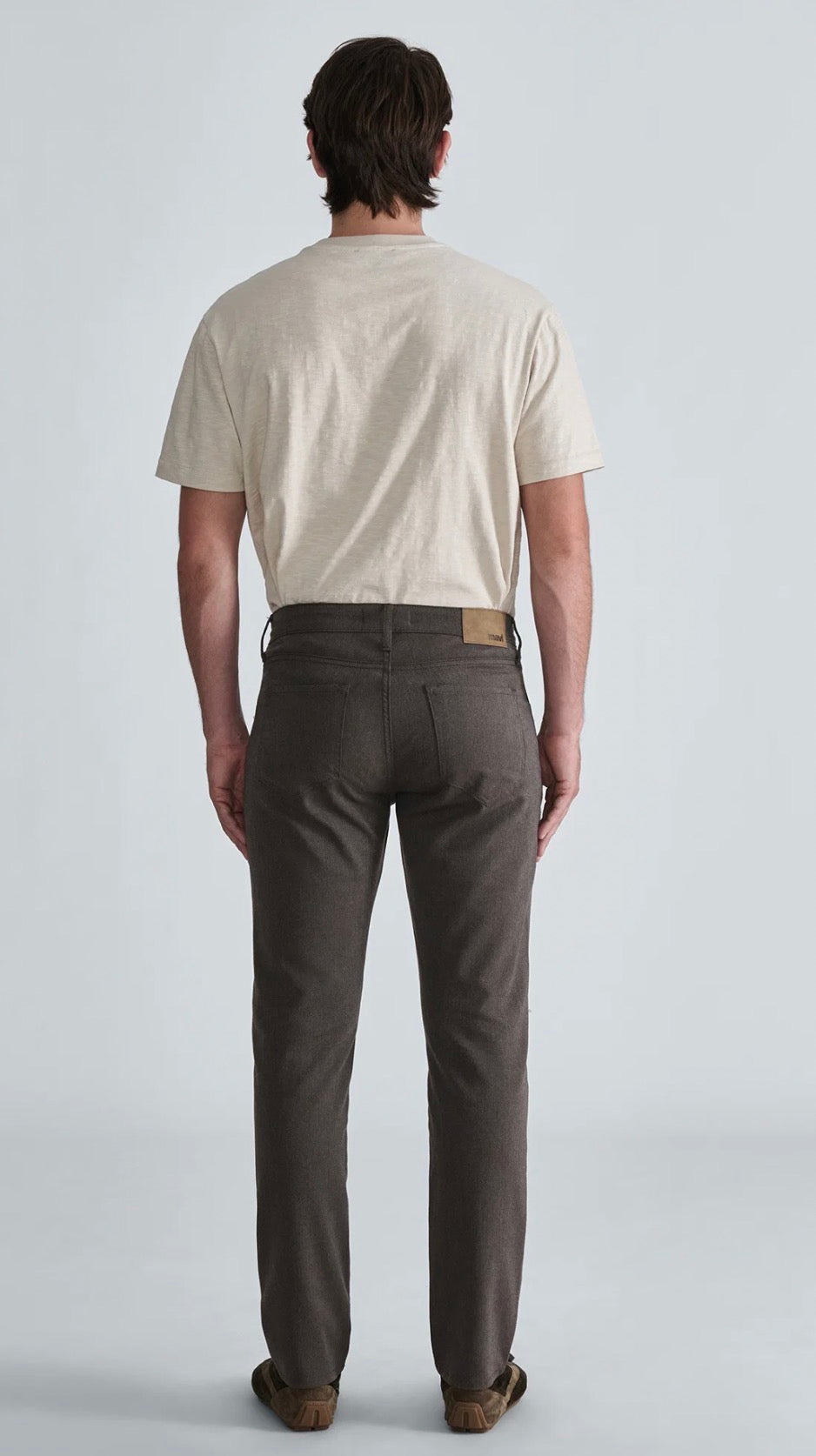 Marcus Slim Straight Leg Pants - Brown Wool Touch