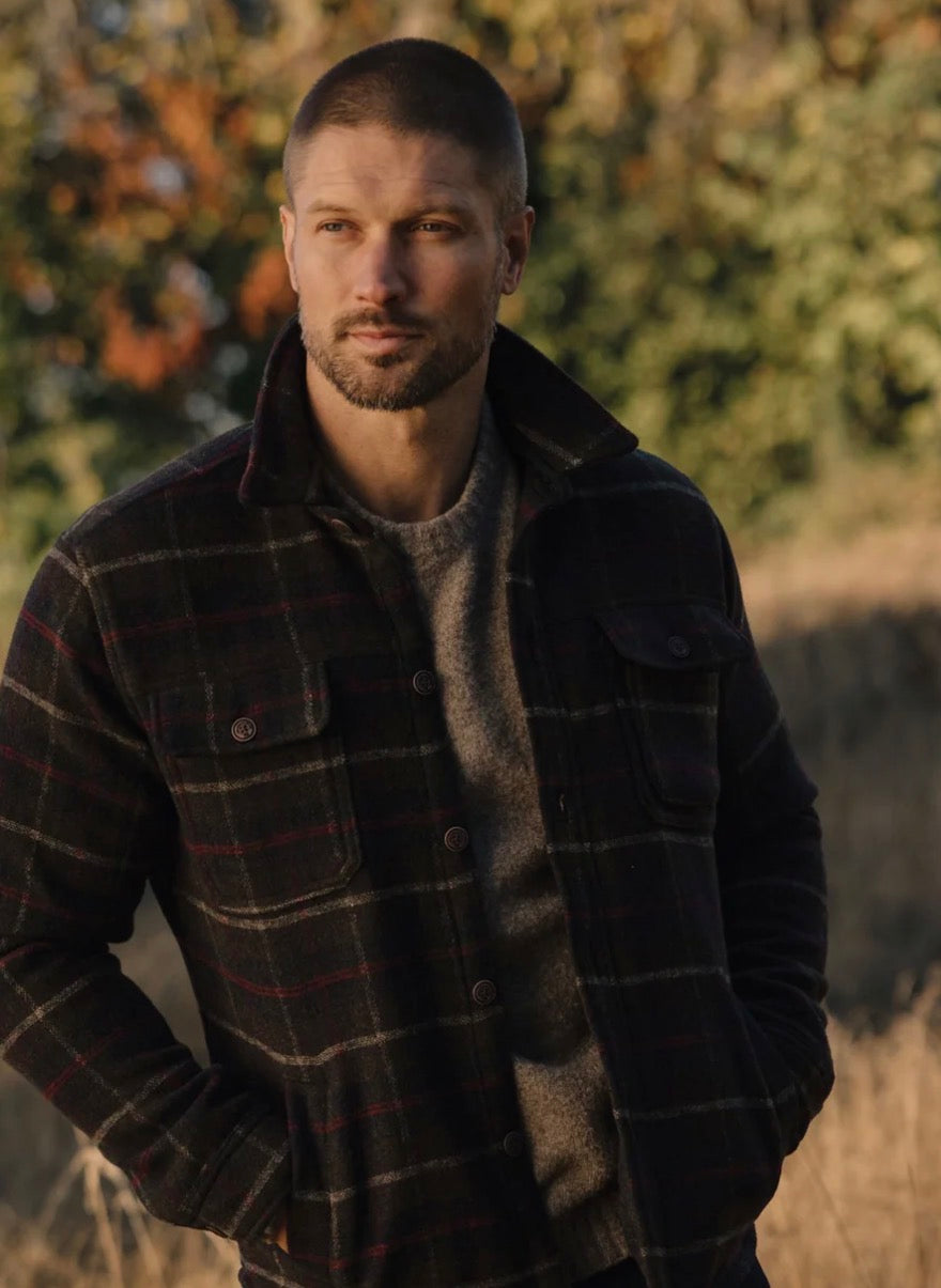 Brightside Flannel Lined Workwear Jacket in Olive Plaid