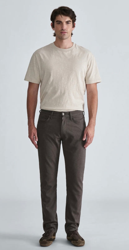 Marcus Slim Straight Leg Pants - Brown Wool Touch