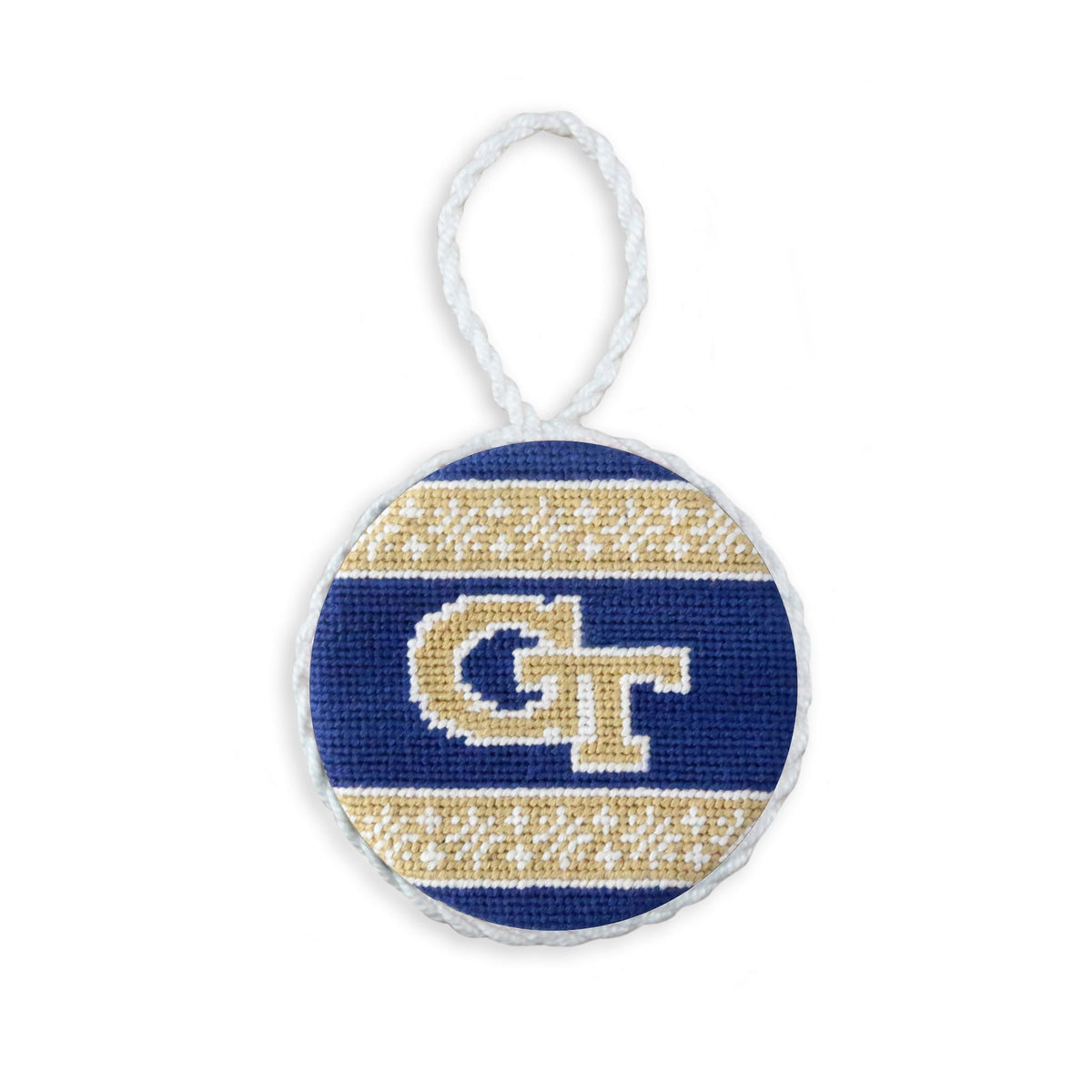 Smathers & Branson Georgia Tech Fairisle needlepoint ornament in Classic Navy