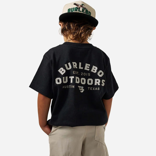 Youth Short Sleeve Tee - BURLEBO Outdoors Logo - Black