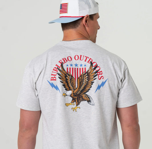 Burlebo - Short Sleeve T-Shirt Land of the Free in Heather Ash Grey