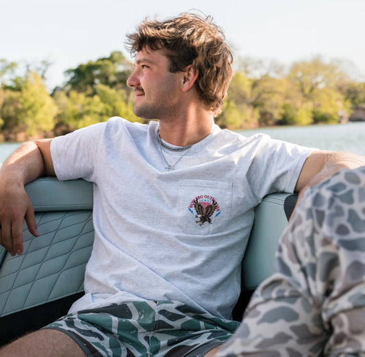 Burlebo - Short Sleeve T-Shirt Land of the Free in Heather Ash Grey
