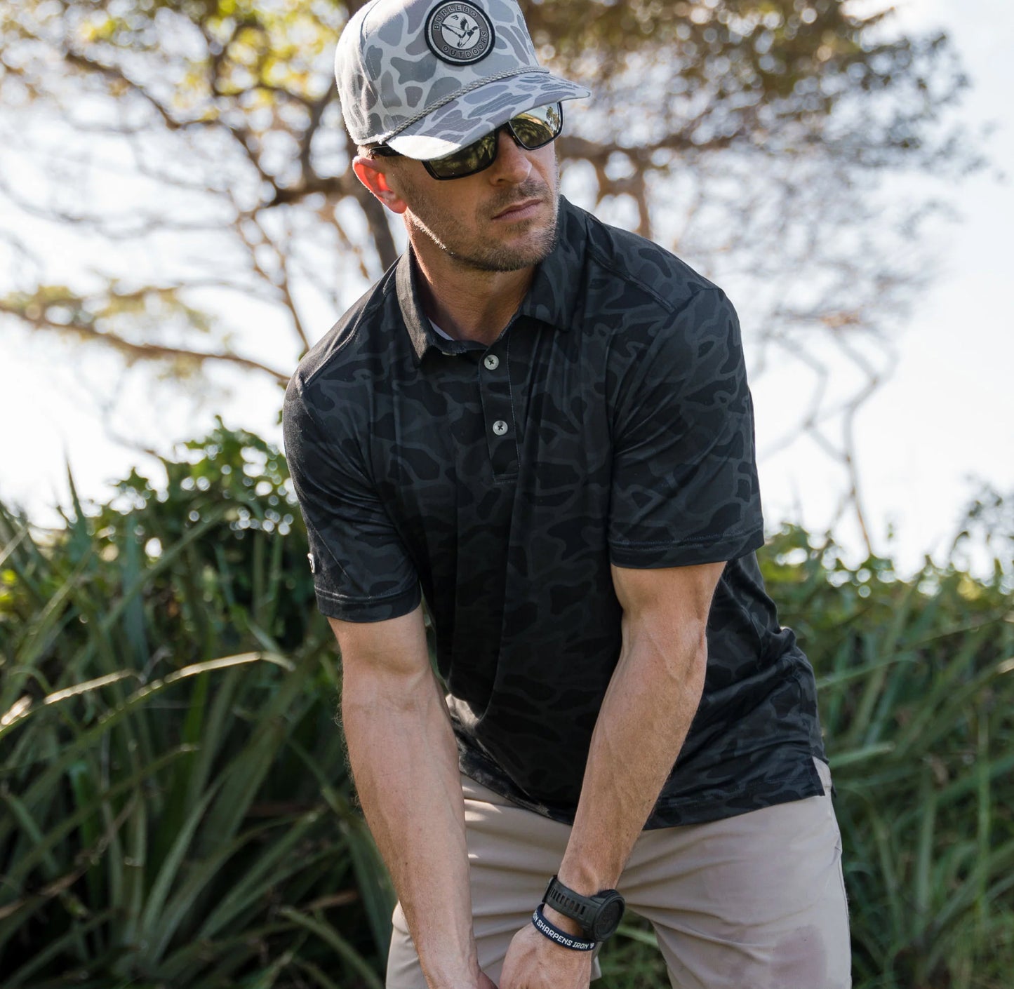 Black Camo Performance Polo