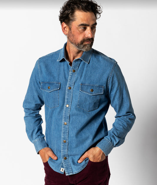 Duck Head - Long Sleeve Denim Snap Shirt-Clyde