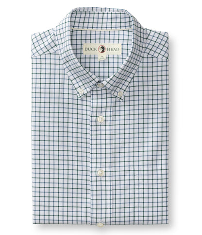 Duck Head - Long Sleeve Cotton Oxford Sport Shirt-Kline Plaid in Forest Green