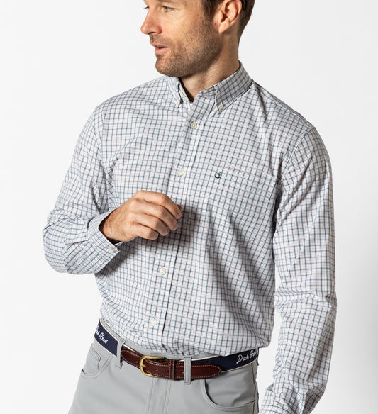 Duck Head - Long Sleeve Performance Poplin Sport Shirt-Edison Plaid in Forest Green