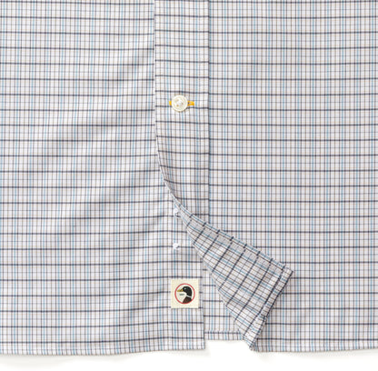Duck Head - Long Sleeve Performance Poplin Sport Shirt-Edison Plaid in Glacier Blue