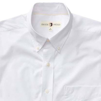 Duck Head - Long Sleeve Performance Poplin Sport Shirt-Boyce Solid in White