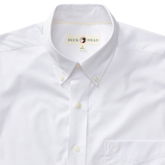 Duck Head - Long Sleeve Performance Poplin Sport Shirt-Boyce Solid in White