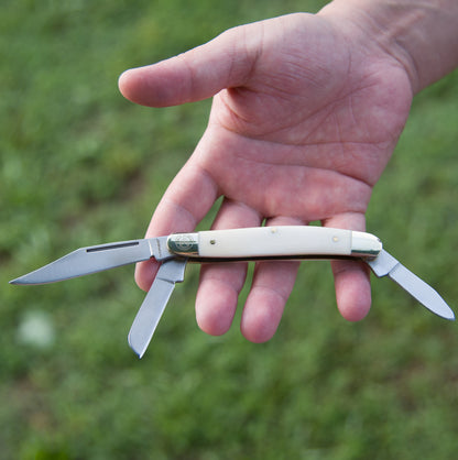 Amigo - White Bone 3 Blade Stockman