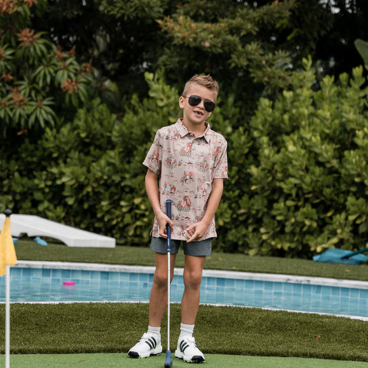 Youth - Performance Polo - Cowboy Up Khaki