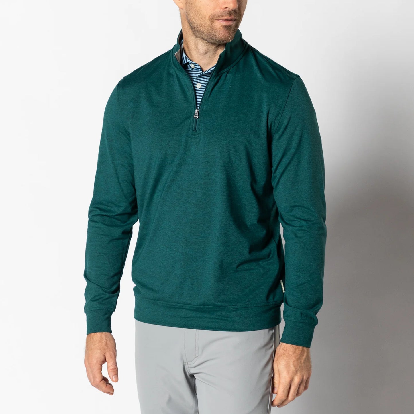 Long Drive Performance 1/4 Zip Pullover in Emerald Green Heather