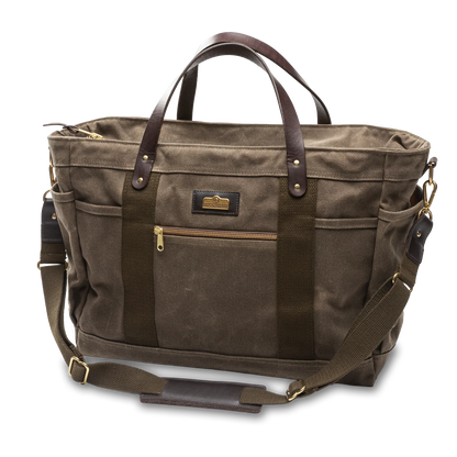 Large Waxed Canvas Tote in Field Brown