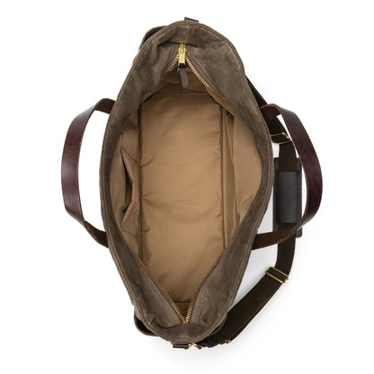 Large Waxed Canvas Tote in Field Brown