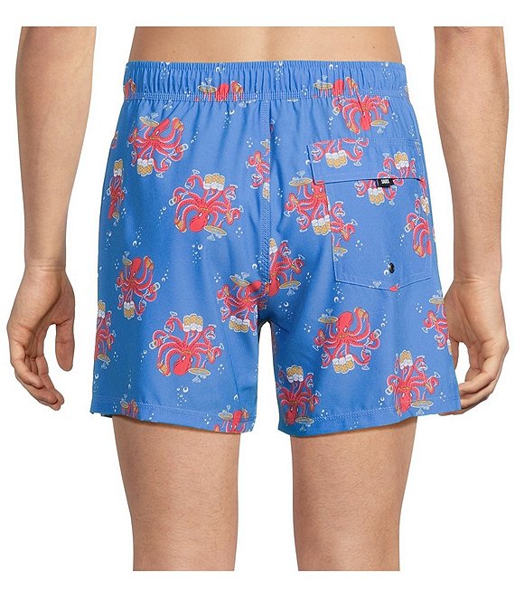 Oh Buoy 2N1 Octopus Bartender 5" Inseam Slim Fit Volley Swim Shorts