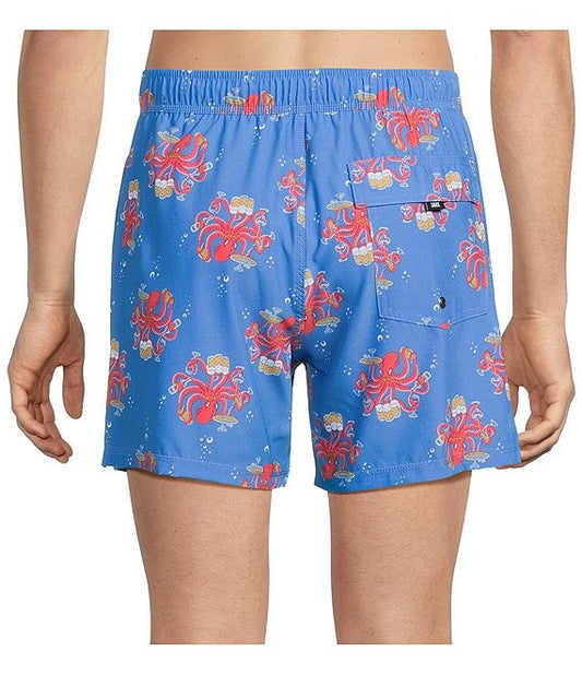 Oh Buoy 2N1 Octopus Bartender 5" Inseam Slim Fit Volley Swim Shorts