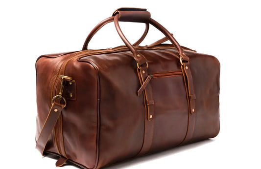 Big Mouth 40L Leather Duffle Travel Bag- Antique Brown