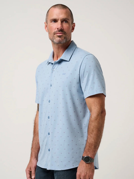 Travis Mathew Comfortknit Geo Button Up - Ash Blue