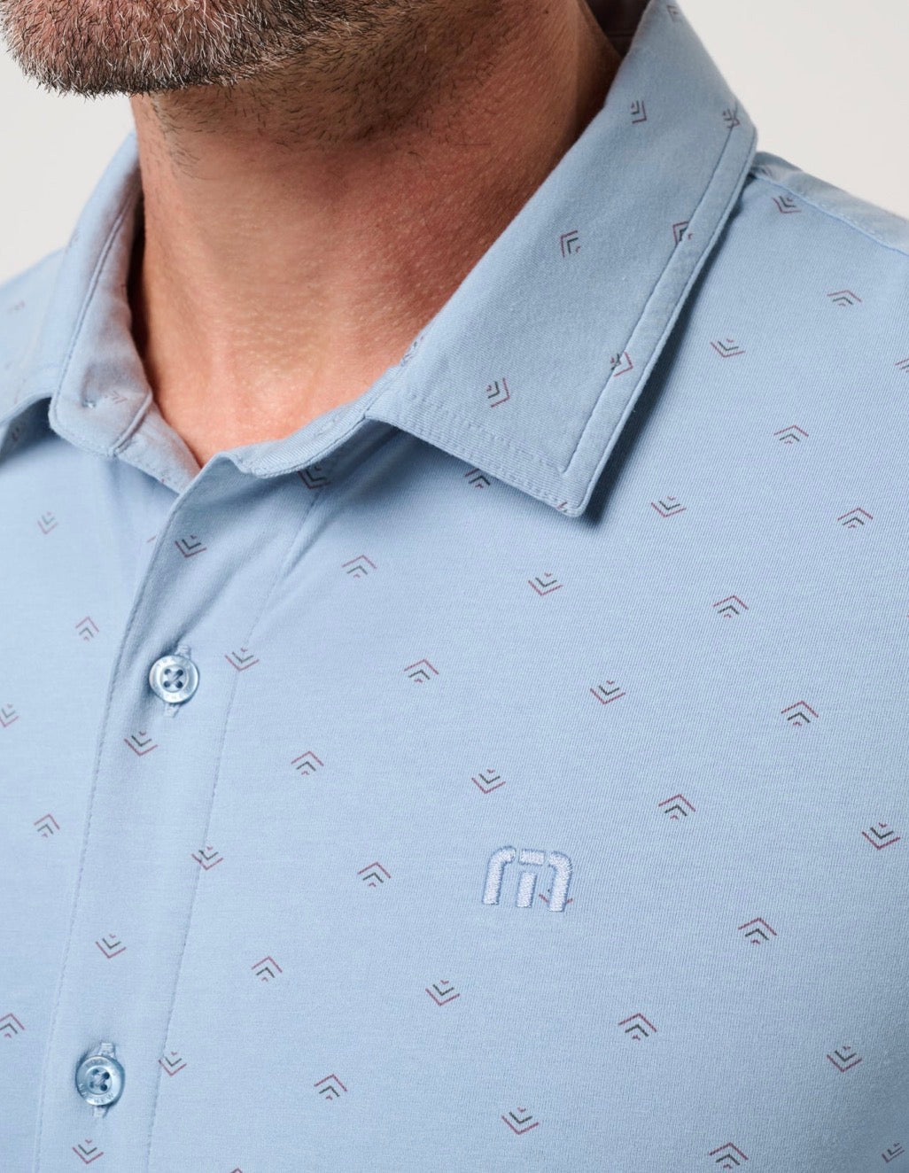 Travis Mathew Comfortknit Geo Button Up - Ash Blue