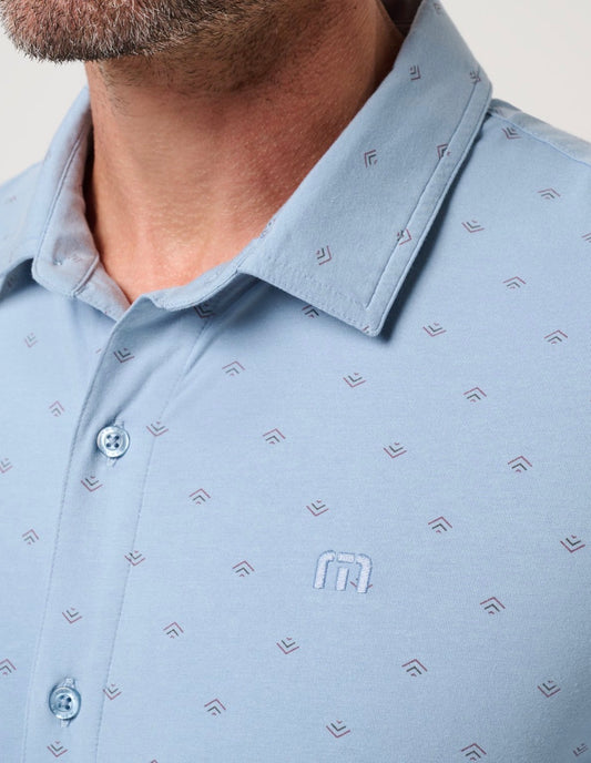 Travis Mathew Comfortknit Geo Button Up - Ash Blue