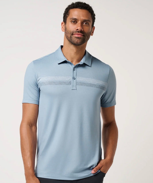 Travis Mathew Featherweight Chest Stripe Polo - Ash Blue