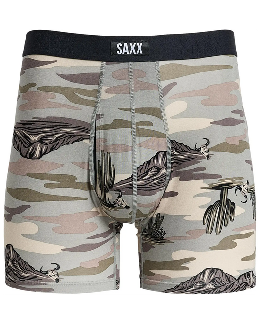 Saxx Underwear Vibe Xtra Soft Comfort Boxer Briefs Fly - Scenic Desert Neutral Grey