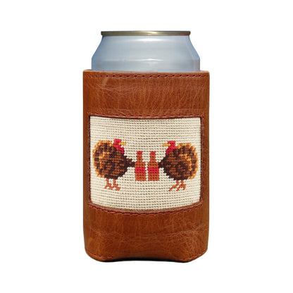 Smathers & Branson Turkey Day Drinking needlepoint can cooler in Light Khaki