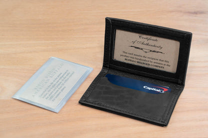 Bison Bifold Leather Card Holder - ID Window - Made in USA