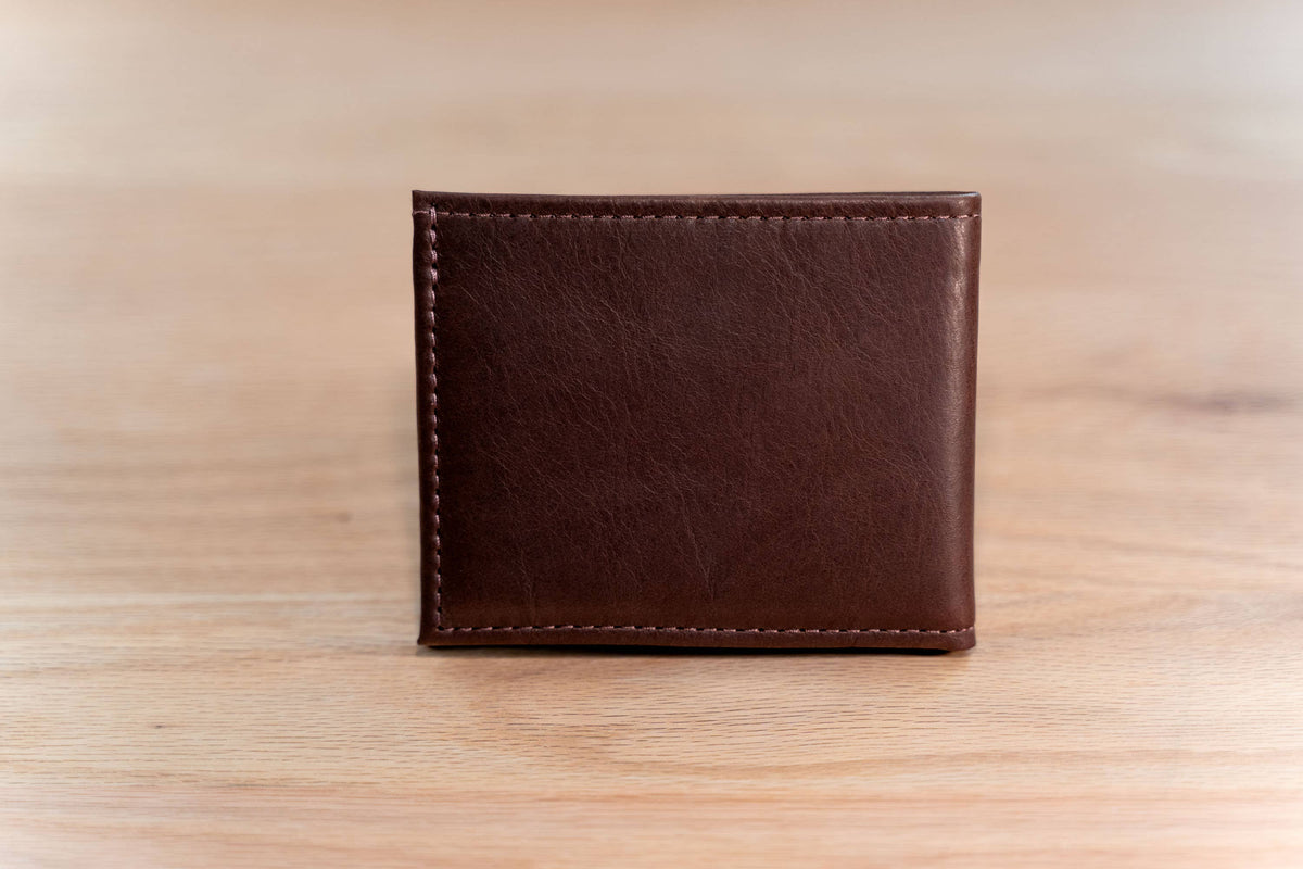 Mens Leather Bifold Wallet - ID Window - Made in USA