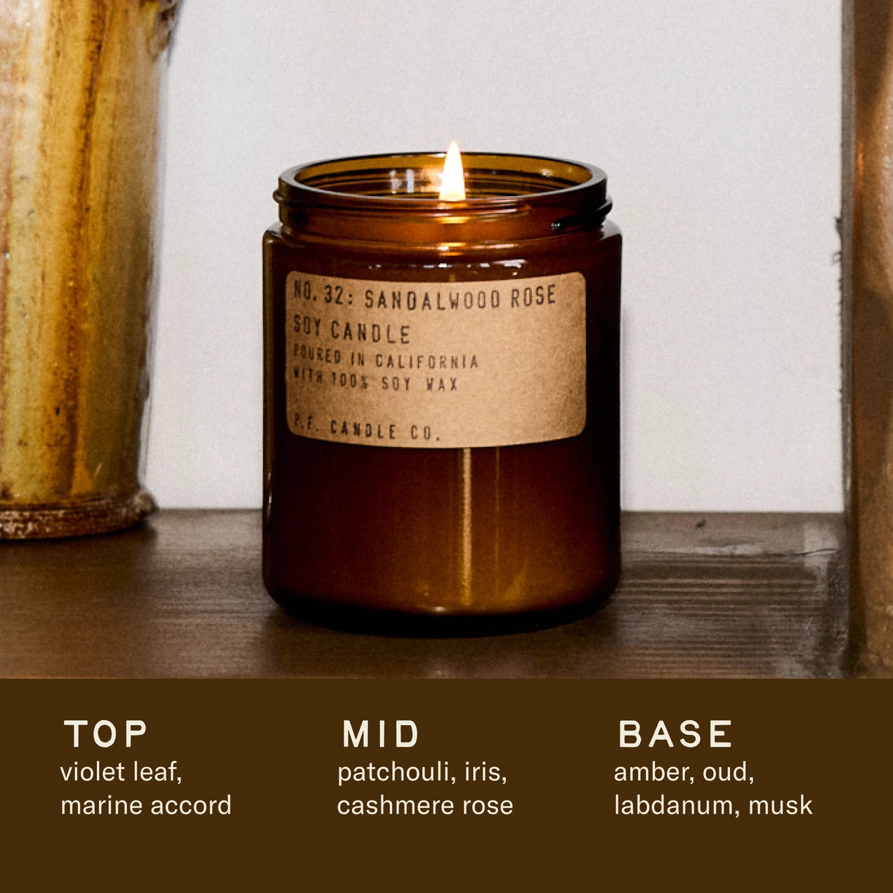 P.F. Candle Co. - Sandalwood Rose 7.2 oz. Soy Candle
