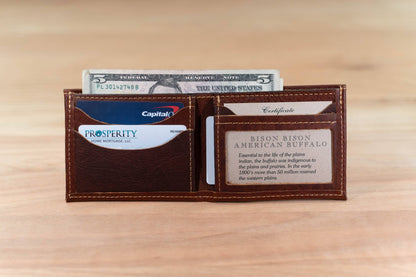 Mens Leather Bifold Wallet - ID Window - Made in USA