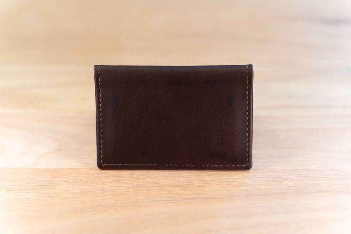 Bison Bifold Leather Card Holder - ID Window - Made in USA